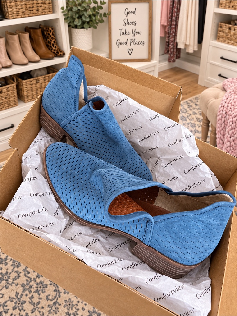 Lucky brand Blue Perforated Slip-On Flats